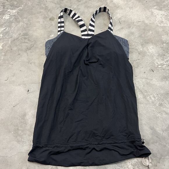 Lululemon Rest Less Tank Black And White Size 6 Built in Bra - Picture 3 of 8